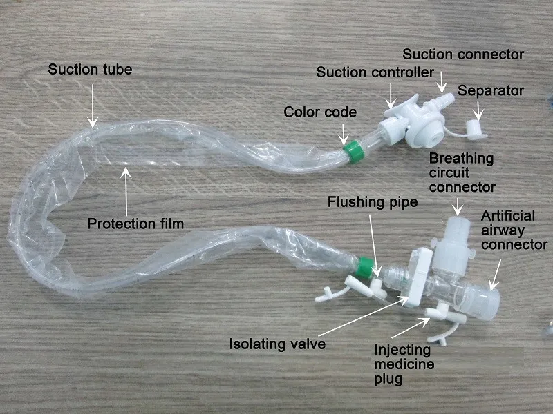 Medical Disposable PVC Soft Closed Suction Catheter Tube 24h/72h 7
