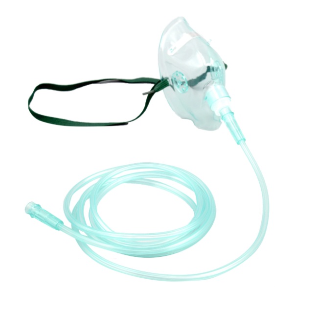 Transparent or green oxygen mask with tube
